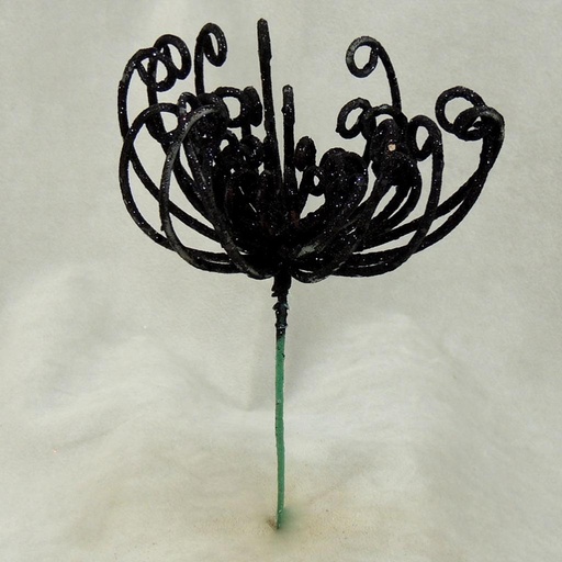 [XG389-BLK] FUJI GLITTER FLOWER PICK 8" (6/BAG)  BLACK