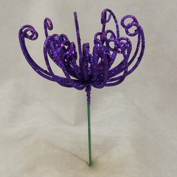 [XG389-PUR] FUJI GLITTER FLOWER PICK 8&quot; (6/BAG)  PURPLE