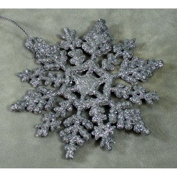 [XG54-SIL] SNOWFLAKE ORNAMENT GLITTER 4&quot; SILVER (24/BOX)