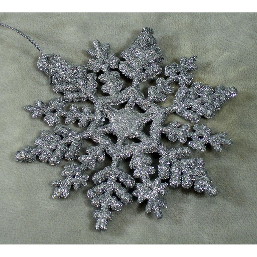 [XG54-SIL] SNOWFLAKE ORNAMENT GLITTER 4" SILVER (24/BOX)