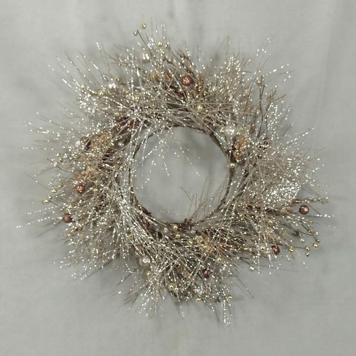 [XJ4101] WREATH 22" GLITTER PINE/TWIG