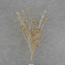 [XB6149-GLD] TWIG/CONE SPRAY X9 25" GLITTER  GOLD