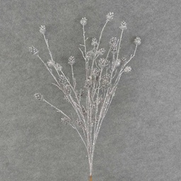 [XB6149-SIL] TWIG/CONE SPRAY X9 25&quot; GLITTER  SILVER