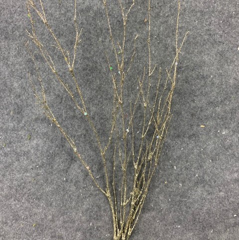 [XL6037-CHA] TWIG SPRAY W/GLITTER 4/BAG 24"  CHAMPAGNE