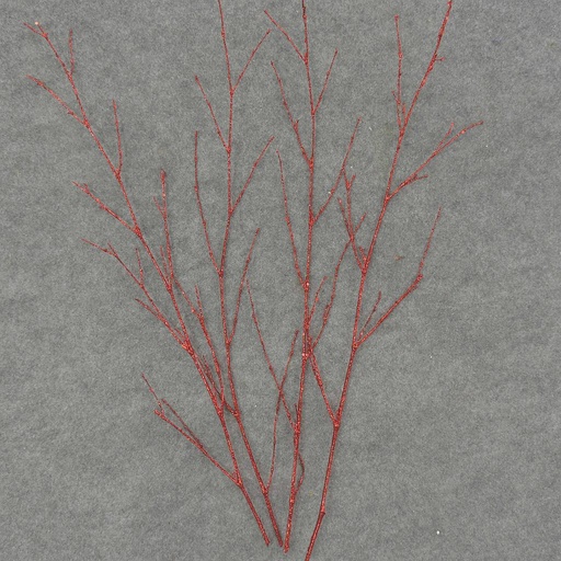 [XL6037-RED] TWIG SPRAY W/GLITTER 4/BAG 24"  RED