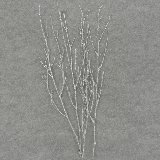 [XL6037-SIL] TWIG SPRAY W/GLITTER 4/BAG 24"  SILVER