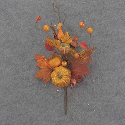 [SHF9005-ORG] LEAF &amp; TWIG PICK  25.5&quot; ORANGE W/PUMPKINS &amp; GOURDS