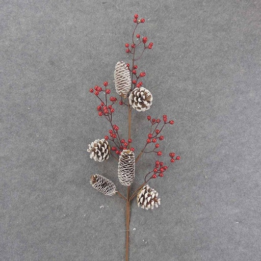 [XA9003] BERRY & PINECONE SPRAY 29" FROSTED