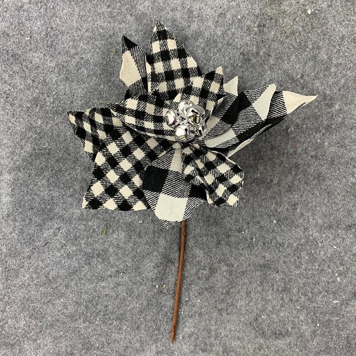 [XA9006-BWT] POINSETTIA PICK 13" BLACK/WHITE PLAID