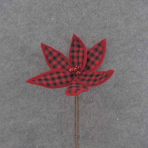[XA9011] POINSETTIA PICK 13" RED PLAID
