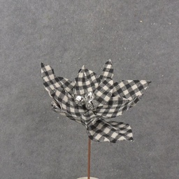 [XA9013-NG] POINSETTIA PICK 14&quot; BLACK/WHITE PLAID (NO GLITTER)