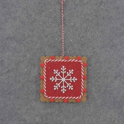 [XA9034-RED] SNOWFLAKE ORNAMENT 4.75" SQUARE RED