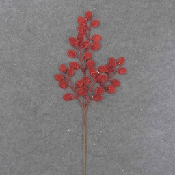 [XA9044-RED] EUCALYPTUS LEAF SPRAY 28&quot; W/GLITTER RED