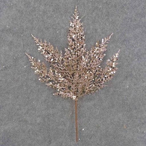 [XB9014-CHA] FERN SPRAY 12" W/GLITTER CHAMPAGNE