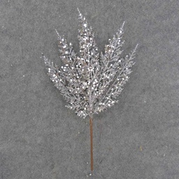 [XB9014-SIL] FERN SPRAY 12&quot; W/GLITTER SILVER
