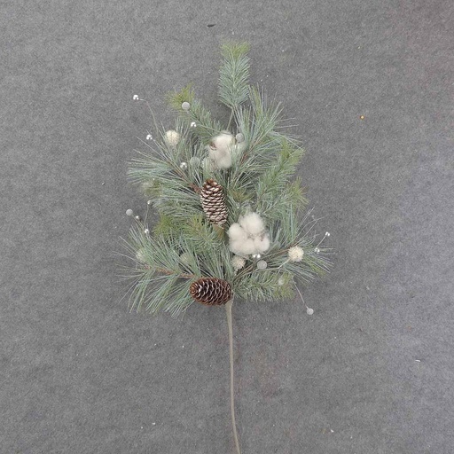 [XL9002] LONG NEEDLE PINE SPRAY 30" W/COTTON & CONES
