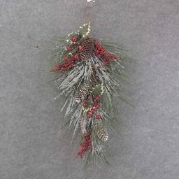 [XL9014] PINE &amp; BERRY DOOR HANGER 24&quot; W/CONES &amp; HOLLY