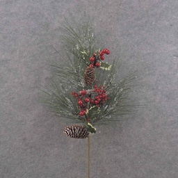[XL9016] PINE &amp; BERRY SPRAY 26.5&quot; W/CONES &amp; HOLLY