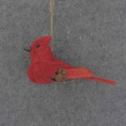 [XL9020] SISAL CARDINAL HANGER 6.5&quot; RED NAT. MATERIAL