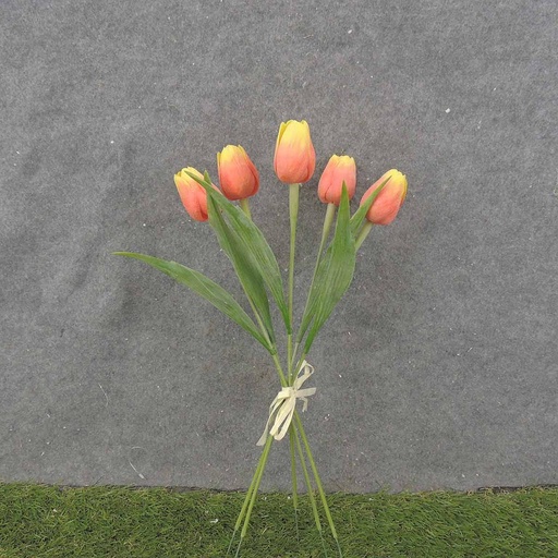 [SB0010-OYL] TULIP BUNDLE X5 17" ORANGE/YELLOW (PLASTIC)
