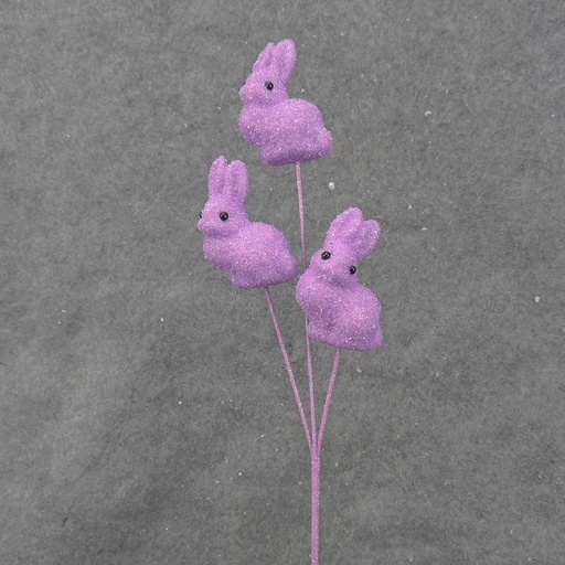 [SA0001-PUR] GLITTER BUNNY PICK X3 15" PURPLE