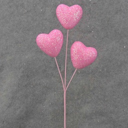 [SA0003-PNK] GLITTER HEART PICK X3 12"  PINK