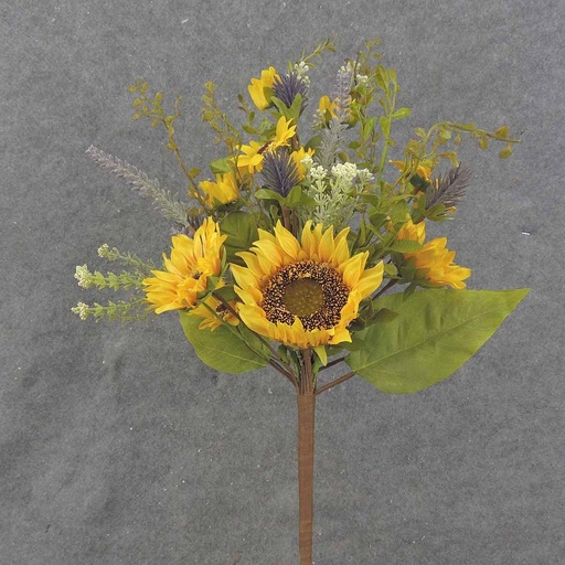 [SA0046] SUNFLOWER & MIXED FOLIAGE BUSH 19" YELLOW