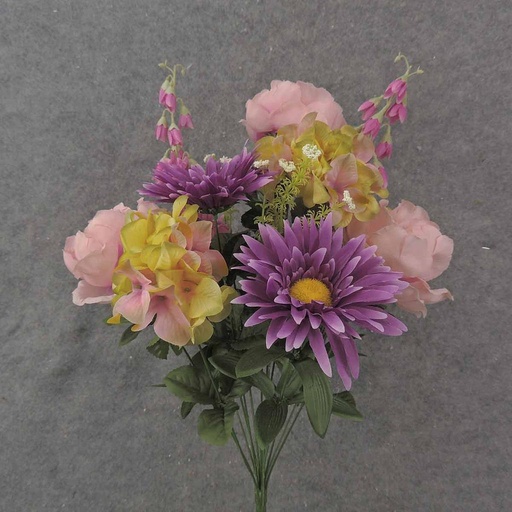 [SE0001-PPK] PEONY/GERBERA/HYDRANGEA BUSH X14 23" PURPLE/PINK
