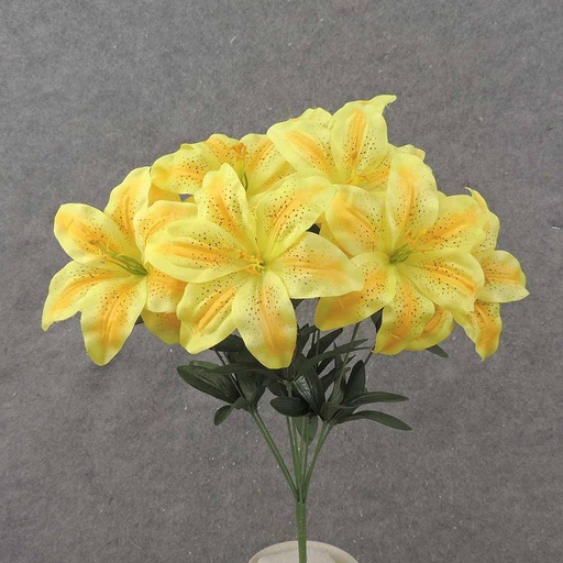 [SE0002-YEL] 18" TIGER LILY BUSH X9 YELLOW