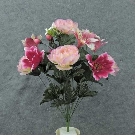[SE0023-BPK] 22" PEONY/COSMOS/ALSTROMERIA BUSH X14  BEAUTY/PINK