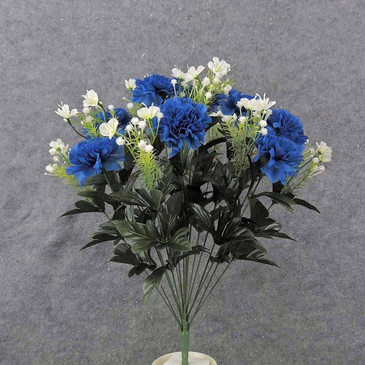 [SE0026-BWH] 20" CARNATION BUSH X18  BLUE/WHITE