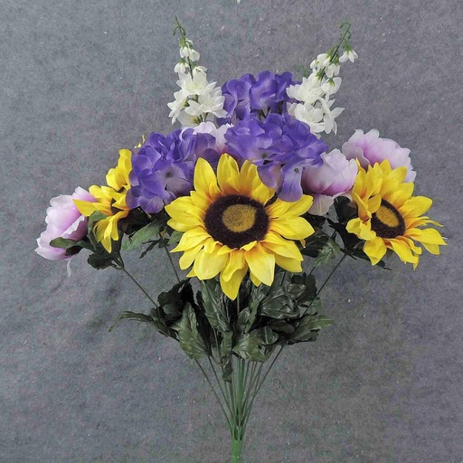 [SE0028-YLP] SUNFLOWER/PEONY/HYDRANGEA BUSH X18 24" YELLOW/LAVENDER/PURPLE
