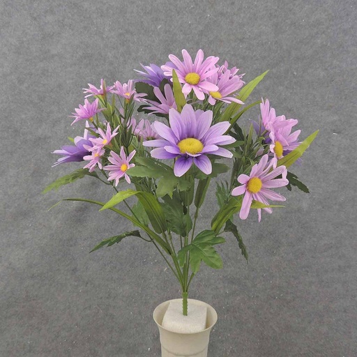 [SB0074-PPL] MIXED DAISY BUSH X10 18.5" PURPLE/LAVENDER