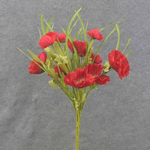 [SA0056-RED] POPPY BUSH X12 21" RED (SILK)