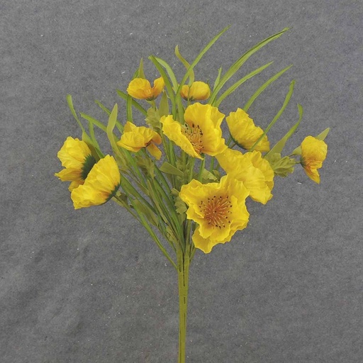 [SA0056-YEL] POPPY BUSH X12 21" YELLOW (SILK)