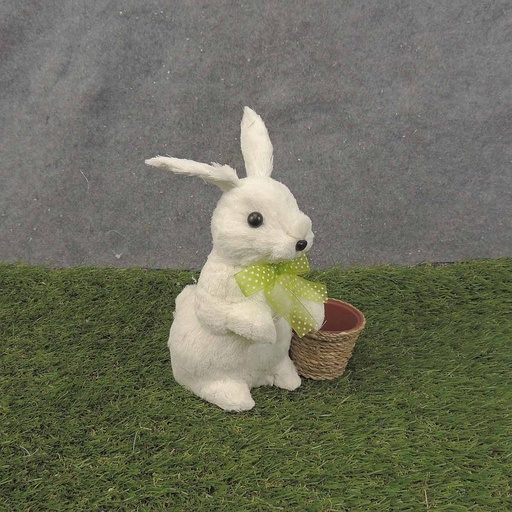 [SL0000] WHITE BUNNY 9" W/ 2.5" PLANTER (STANDING)