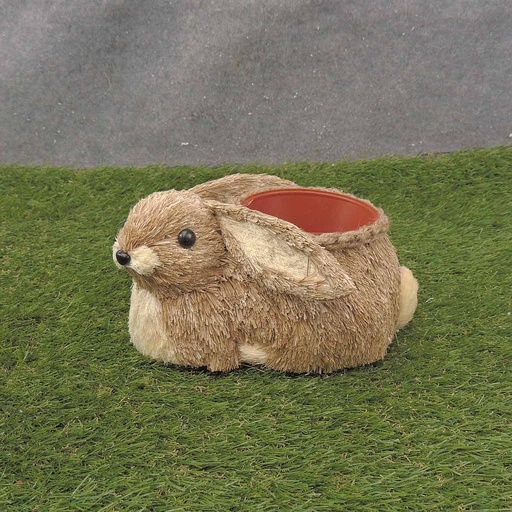 [SL0003] BROWN SISAL BUNNY W/ 4" PLANTER