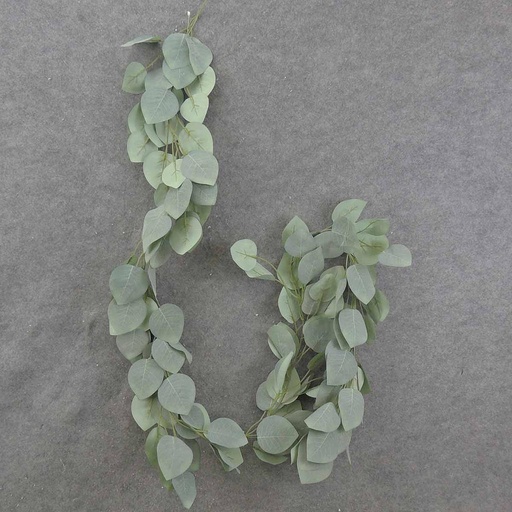 [SB0061-FGN] HEART SHAPE LEAF GARLAND 6'  FROSTED GREEN