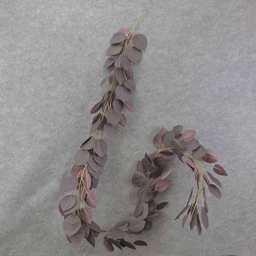 [SB0061-PUR] HEART SHAPE LEAF GARLAND 6'  PURPLE