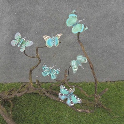 [BN0007] 2.25" 6-ASSORTED BUTTERFLIES W/GEMS  BLUE/GREEN MIX W/CLP