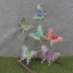 [BN0012] 6.5&quot; 6-ASST BUTTERFLIES W/GLITTER &amp; GEMS  W/CLP