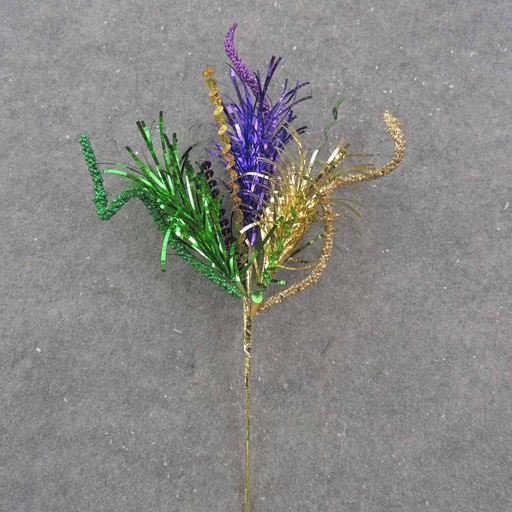 [XE0017-MDG] 14" MARDI GRAS TINSEL & SEQUIN PICK