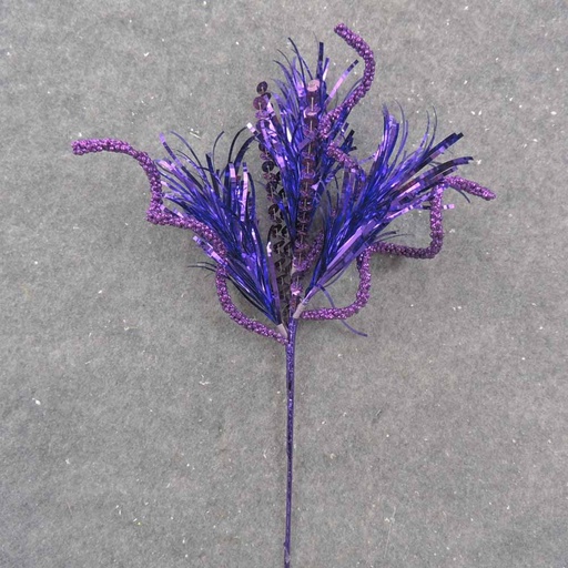 [XE0017-PUR] 14" PURPLE TINSEL & SEQUIN PICK