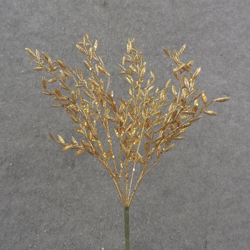 [XN0002-GLD] 16" GOLD LEAF GLITTER BUSH X5