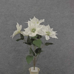 [XN0003-WHT] 22&quot; WHITE POINSETTIA BUSH X7 W/GLITTER