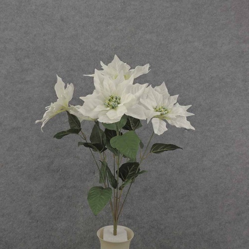 [XN0003-WHT] 22" WHITE POINSETTIA BUSH X7 W/GLITTER