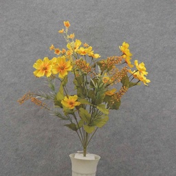 [SBF0019-YEL] 20&quot; YELLOW COSMOS &amp; HEATHER BUSH X10
