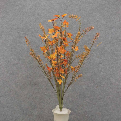 [SBF0024-ORG] 25" ORANGE HEATHER & MAPLE LEAF BUSH X12