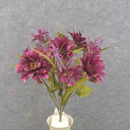 [SBF0027-PUR] 18" MIXED DAISIES & HEATHER BUSH X10 PURPLE