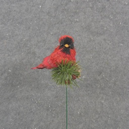 [XH0000] 3&quot; SISAL CARDINAL ON A PICK WITH PINE